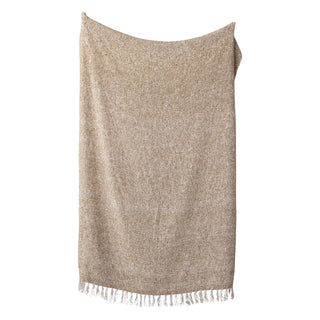 Woven Acrylic Blend Throw Blanket w/ Fringe - Brown & Natural - 60" x 50"