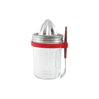 Glass & Stainless Steel Jar w/ Juicer, Spoon & Silicone Ring Spoon Holder