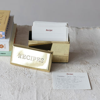 Gold Etched "Recipes" Box w/ 36 Cards
