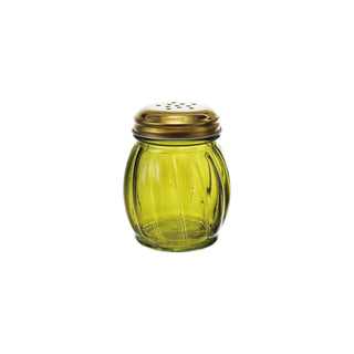 Glass Cheese/Spice Shaker w/ Gold Electroplating - Olive Green