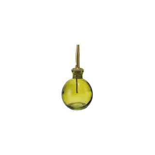 4 oz. Glass Bitters Bottle w/ Metal Stopper - Olive Glass - Gold