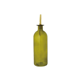 16 oz. Glass Oil Cruet w/ Metal Stopper - Olive Glass - Gold