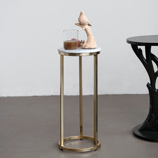 Marble & Metal Martini Table, White & Gold Finish