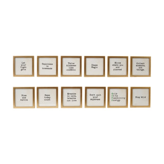 Metal & Glass Framed Magnet with Saying, Gold Finish, 12 Styles