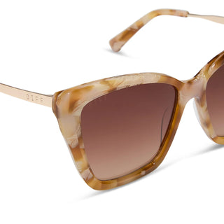 Becky II Gilded Tort Sunglasses // DIFF - Light Brown Gradient