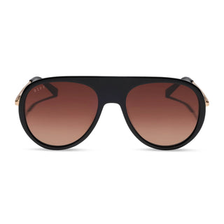 DIFF Cleo Aviator Black + Brown Gradient Sunglasses