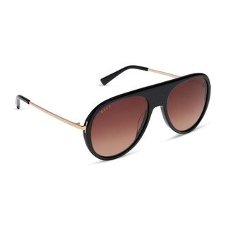 DIFF Cleo Aviator Black + Brown Gradient Sunglasses