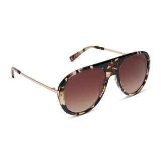 DIFF Cleo Aviator Sunglasses - Espresso Tort & Brown Gradient