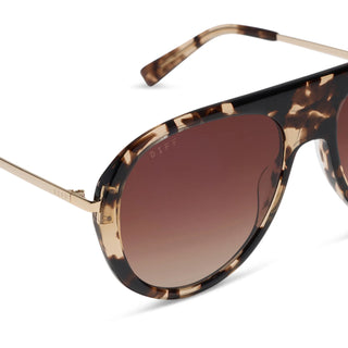 DIFF Cleo Aviator Sunglasses - Espresso Tort & Brown Gradient