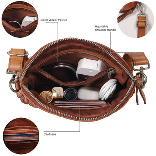 Coast Leather Crossbody Bag - Cognac