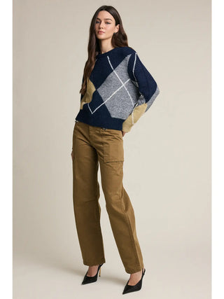 Amanda Argyle Pattern Knit Sweater - Navy/Mustard/Olive