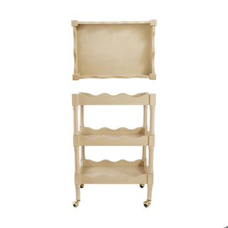 Wood Scalloped 3-Tier Bar Cart - Natural