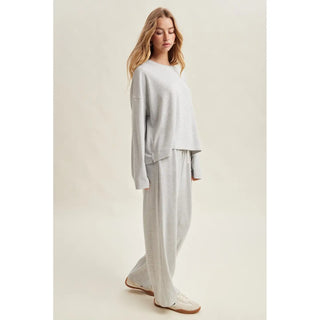 Harper Striped Knit Set - Heather Grey & Cream