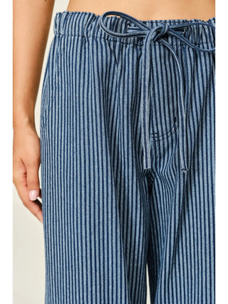 Daisy Elastic Waist Striped Pant - Denim Stripe