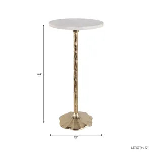 White & Gold Accent Table - 24"