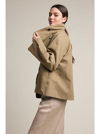Kiara Reversible Plaid Button Jacket - Brown Checkered