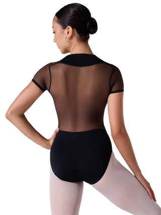EL108W Corset Short Sleeve Leotard - Black