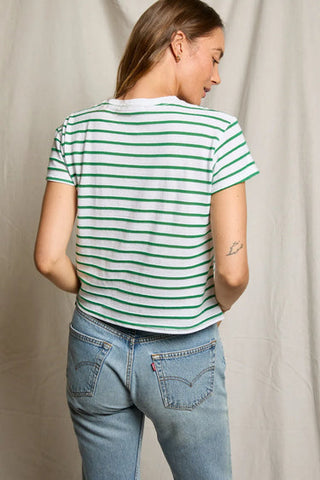 Perfect White Tee - Everett Stripe Short Sleeve Stripe Tee - Grass Stripe
