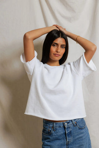 Ezra French Terry SS Loose Sweatshirt - White // Perfect White Tee