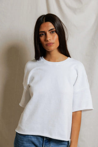 Ezra French Terry SS Loose Sweatshirt - White // Perfect White Tee