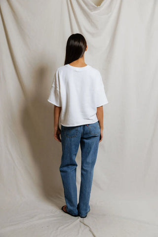 Ezra French Terry SS Loose Sweatshirt - White // Perfect White Tee