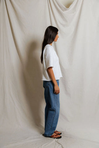 Ezra French Terry SS Loose Sweatshirt - White // Perfect White Tee