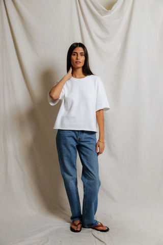 Ezra French Terry SS Loose Sweatshirt - White // Perfect White Tee
