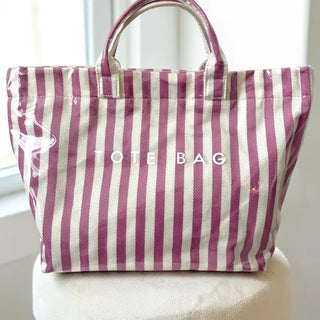 Pink & Beige Striped TOTE Bag