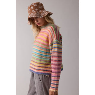 Nova Rainbow Knit Sweater / Sky & Purple