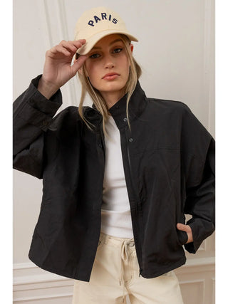 Kesha Lightweight Mesh Windbreaker Jacket - Black
