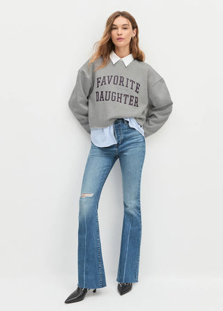 Favorite Daughter Cropped Collegiate Sweatshirt / Heather Grey & Burgundy