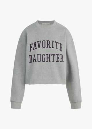 Favorite Daughter Cropped Collegiate Sweatshirt / Heather Grey & Burgundy