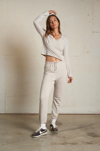 Johnny French Terry Easy Sweatpants / Silver / Perfect White Tee