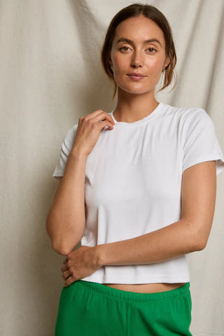 Fitz Viscose Rib SS Boxy Crew Tee - White // Perfect White Tee