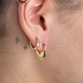 Gold Heart Lock Huggies