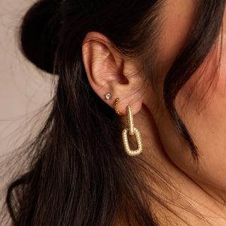 Gold Pave Double Link Hoops