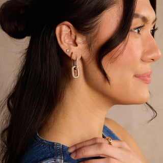 Gold Pave Double Link Hoops