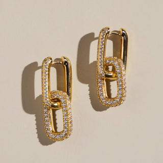Gold Pave Double Link Hoops