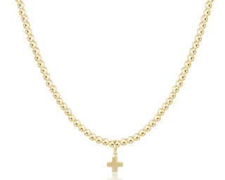 15" Choker Classic Gold 3mm Bead- Signature Cross Gold Charm - Enewton