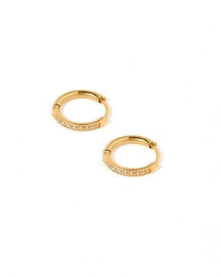 Huggie Earrings - Scarlett Hoop Gold 12mm CZ // Linny Co