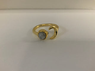 Gold Adjustable Moon and Sun Ring