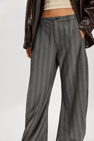 Spotlight Barrel Pinstripe Trousers - Grey Combo // Free People
