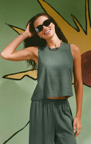 Sloane Linen Cropped Tank - Everglade // Z Supply