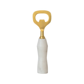 Stainless Steel & Marble Bottle Opener – Gold & White