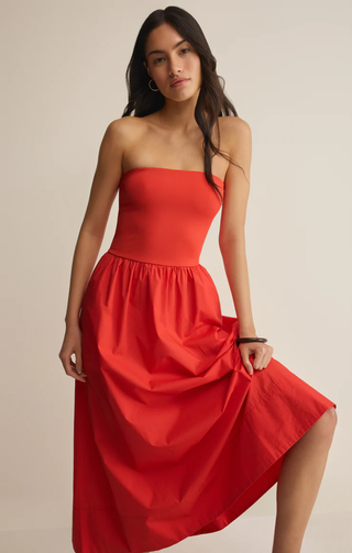 Sunsought Strapless Midi Dress - Lychee // Z Supply