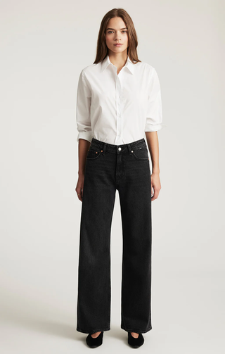 Mavi Florida Wide Leg Jeans Mid Rise - Dark Smoke Classic Blue