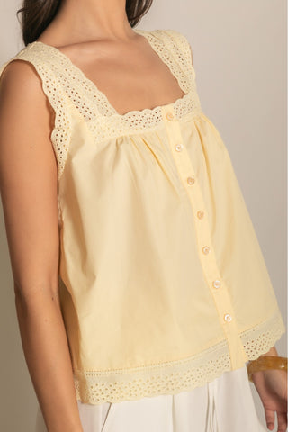 Camille Eyelet Blouse - Butter Yellow