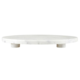 White Marble Footed Tray - 12" Diameter