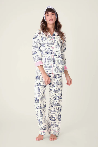 Bon Voyage 3-Piece Flannel PJ Set - White Cloud
