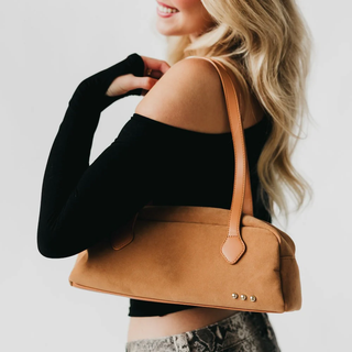 Sally Suede Barrel Shoulder Bag